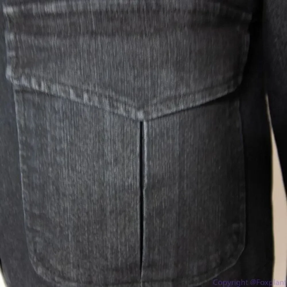 NWOT Attention women's black jean jacket‎ with epaulette, size 14